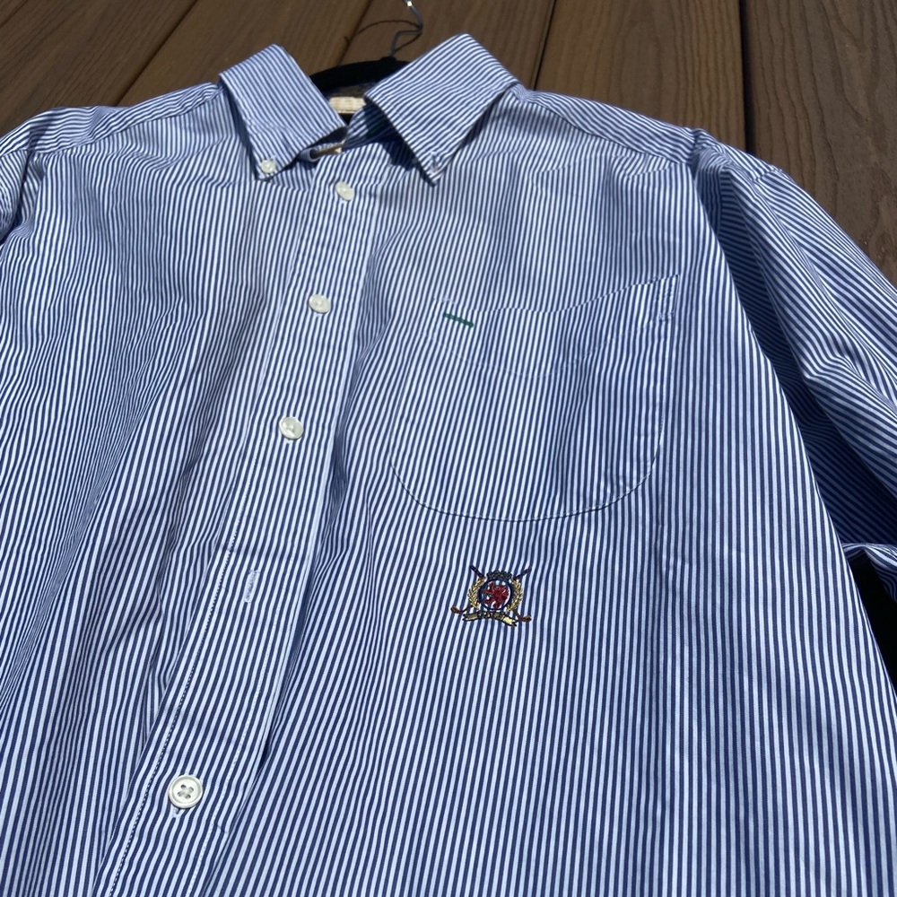 Vintage Blue Tommy Hilfiger Golf Dress Shirt, Large